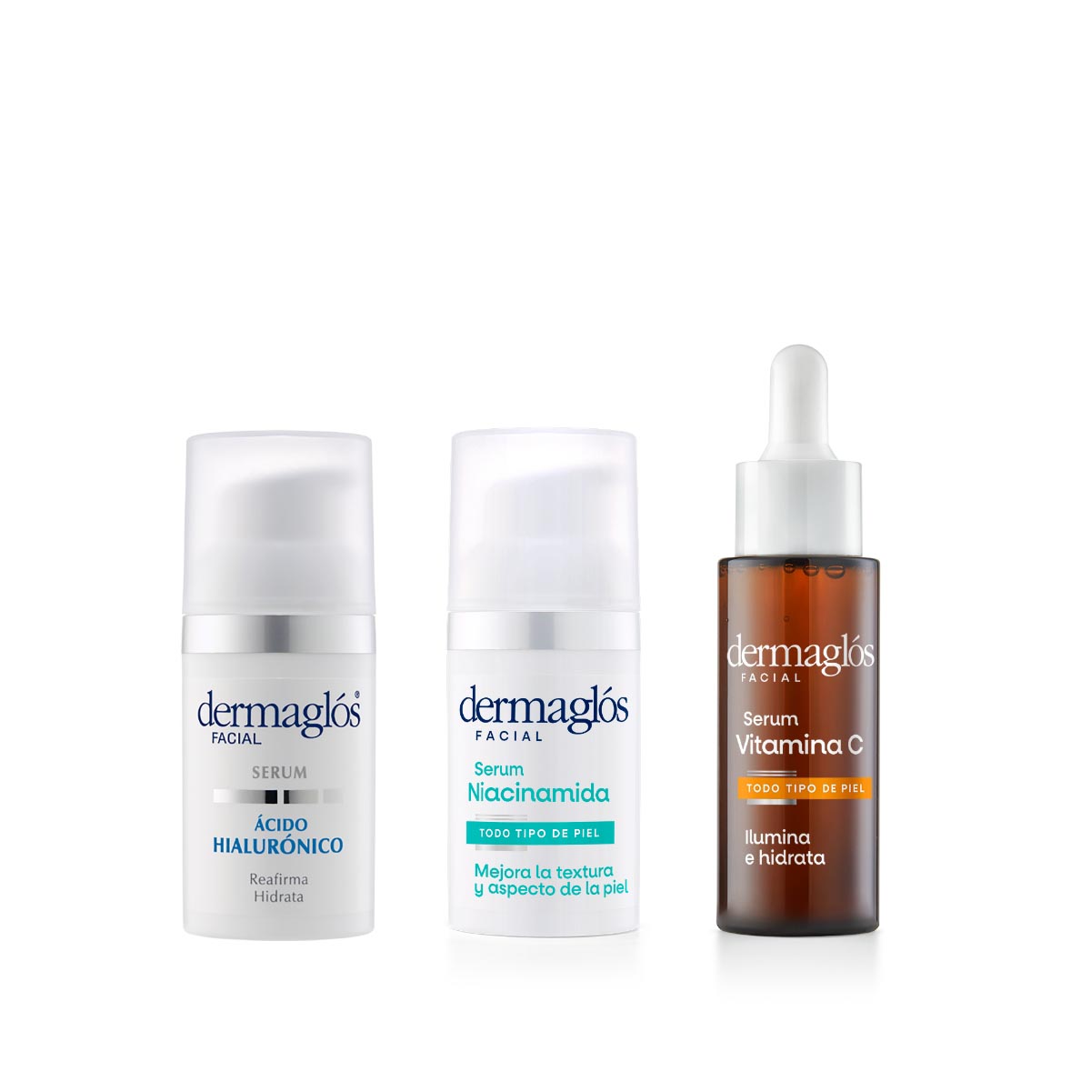 Kit Dermagl&oacute;s Serums &Aacute;cido Hialur&oacute;nico + Niacinamida + Vitamina C