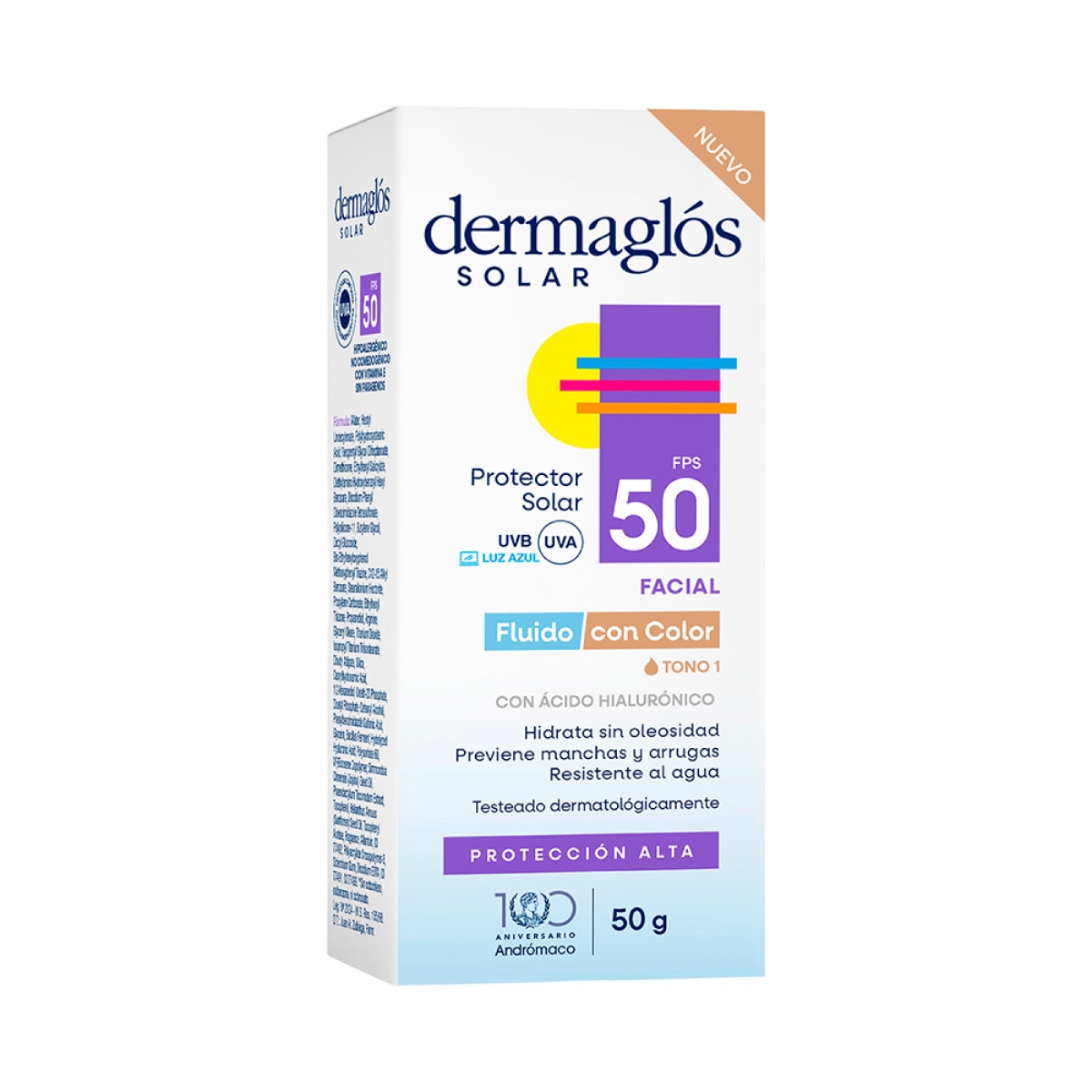 Protector Solar Dermagl&oacute;s Facial FPS 50 Fluido Tono 1 50 g