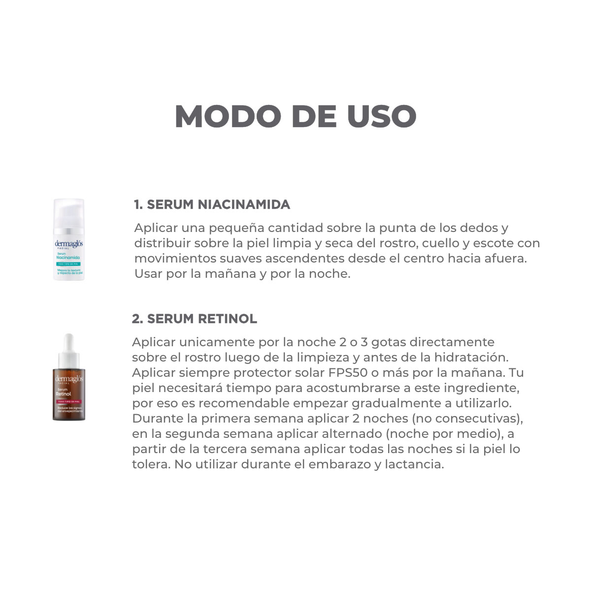 Kit Facial Dermagl&oacute;s Serum Retinol + Serum Niacinamida image number 2