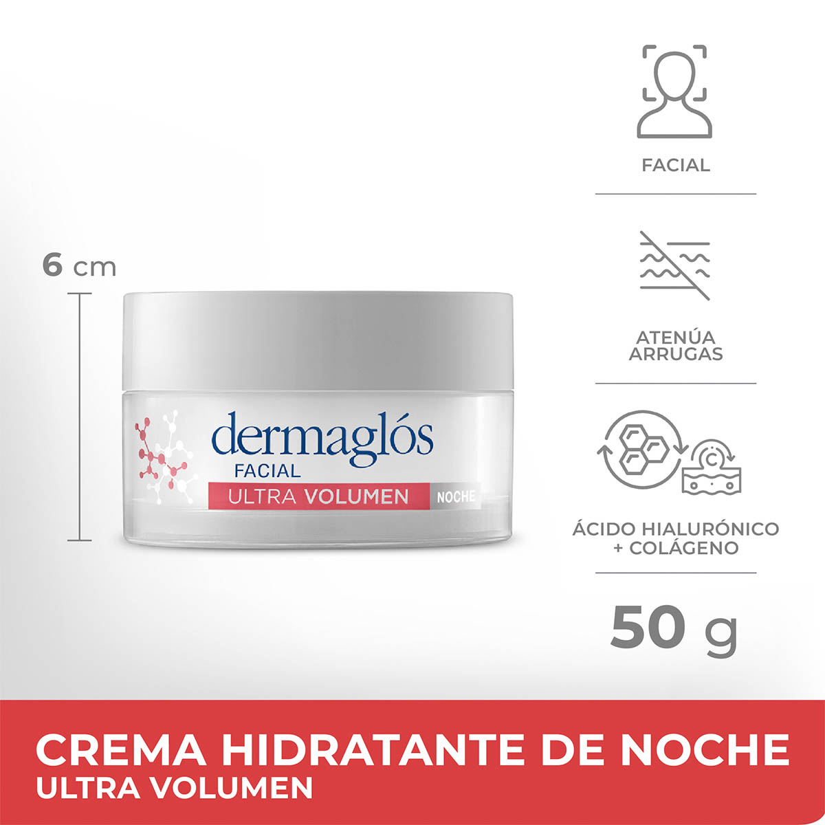 Dermaglós Facial Crema de Noche Ultra Volumen 50 g image number 1