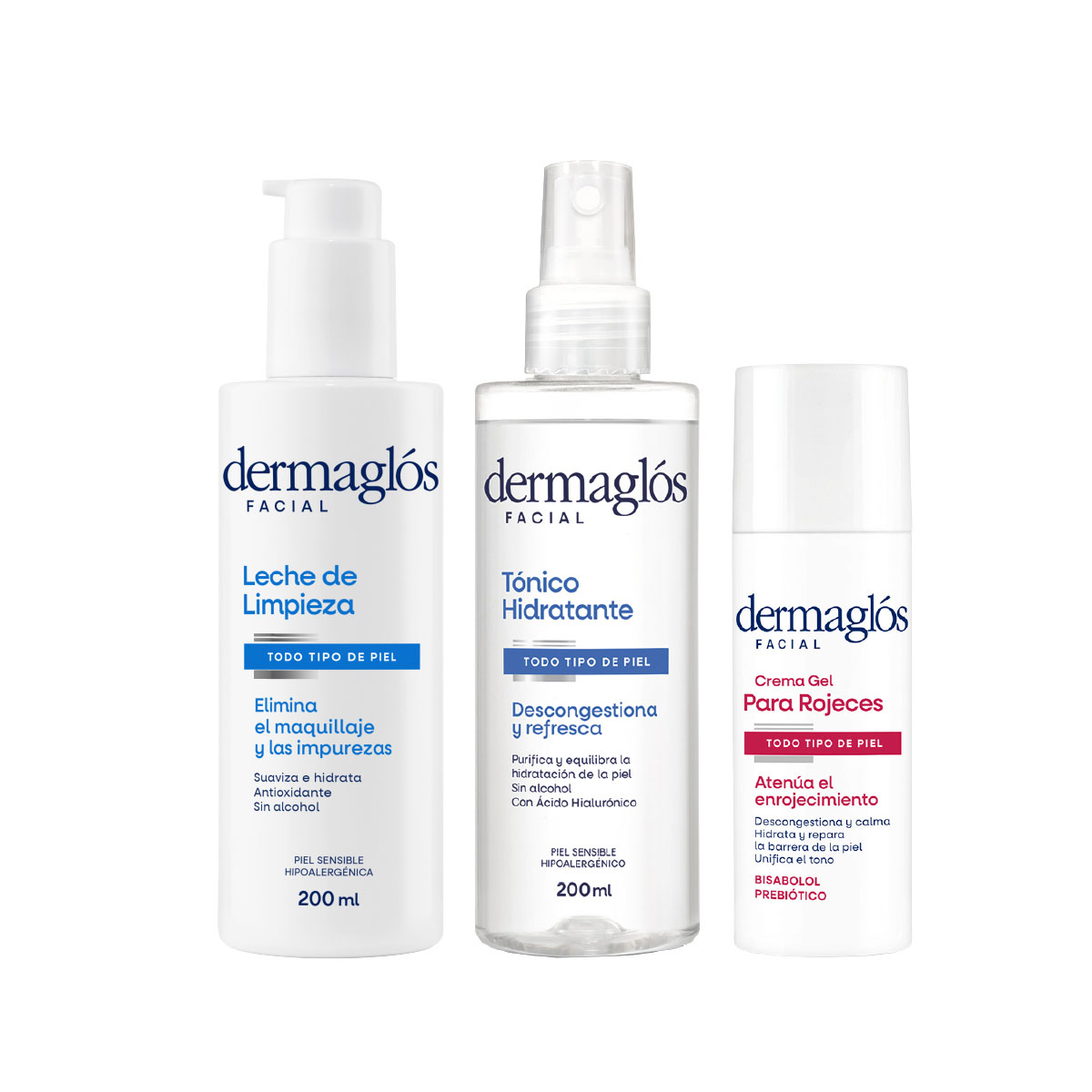 Kit Rutina Facial Dermagl&oacute;s Piel Enrojecida