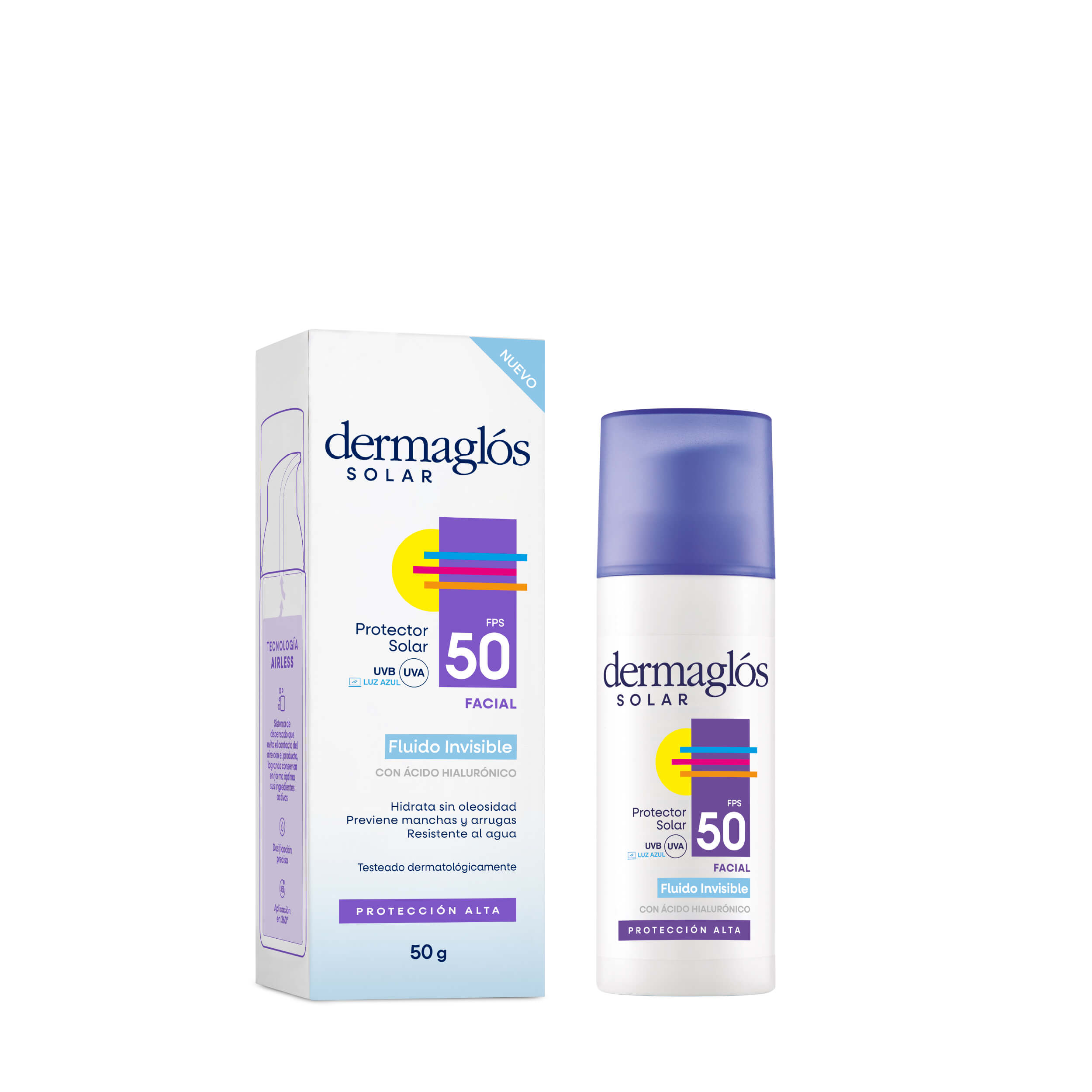 Dermaglós Solar Protector Solar con FPS 50 Fluido Facial Emulsión por 50 g image number 4