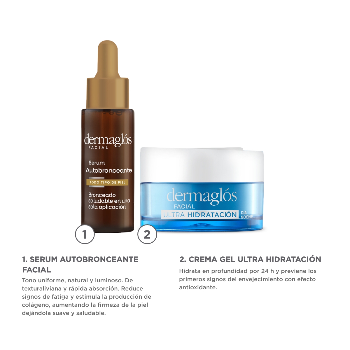 Kit Facial Dermagl&oacute;s Autobronceante + Crema Ultra Hidrataci&oacute;n