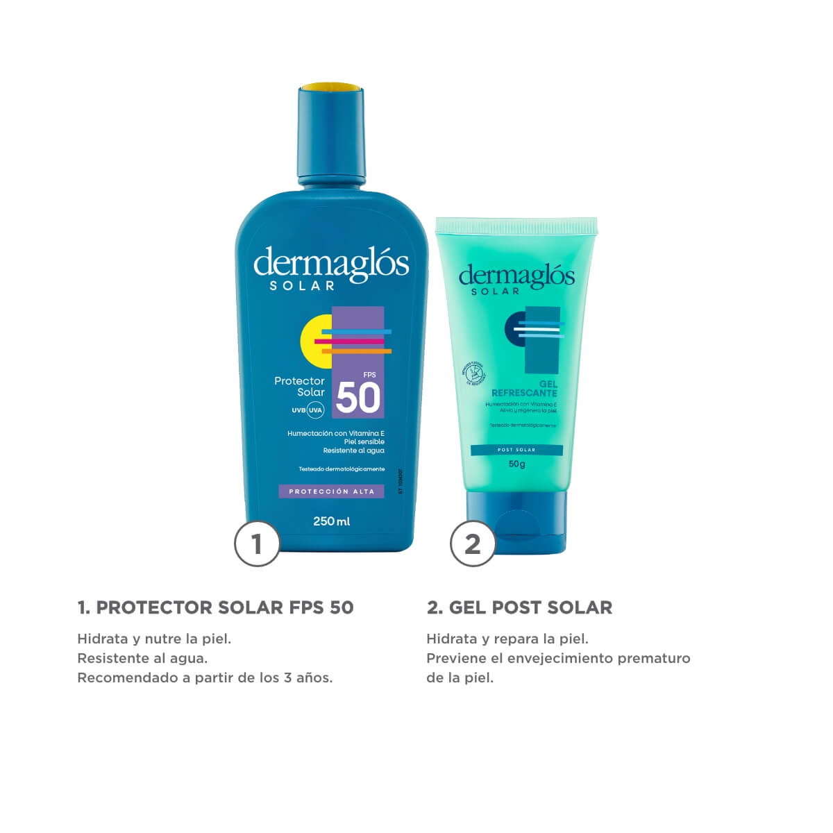 Kit Protector Solar Dermagl&oacute;s + Gel Post Solar image number 1