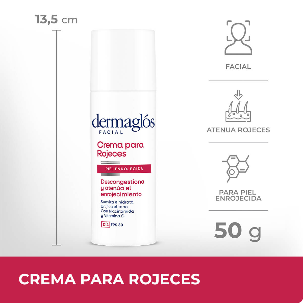 Crema Gel Facial Rojeces Hidratante Calmante Dermagl&oacute;s 50 g image number 9