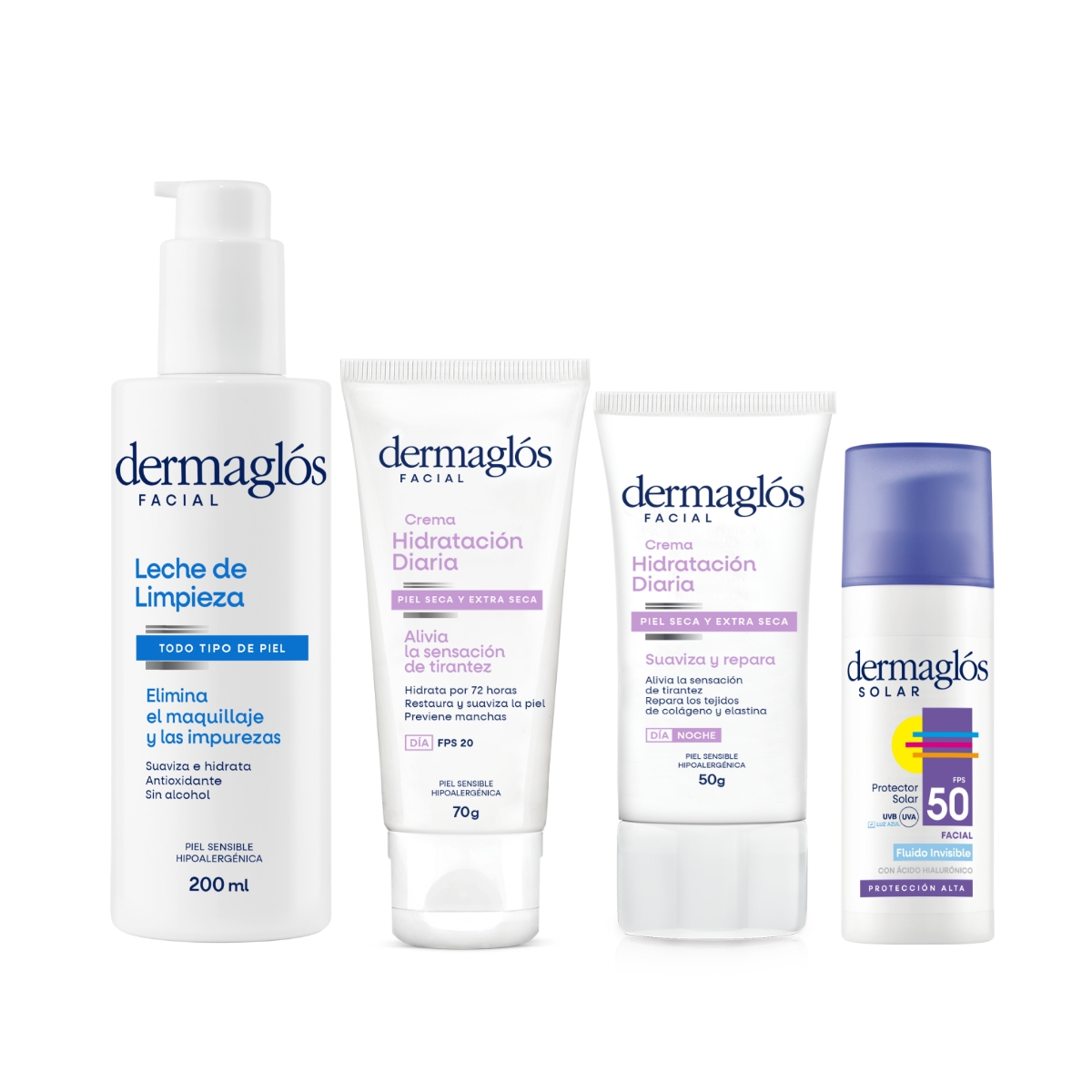 Kit Facial Dermaglós Rutina Piel Seca + Protector Solar image number 0
