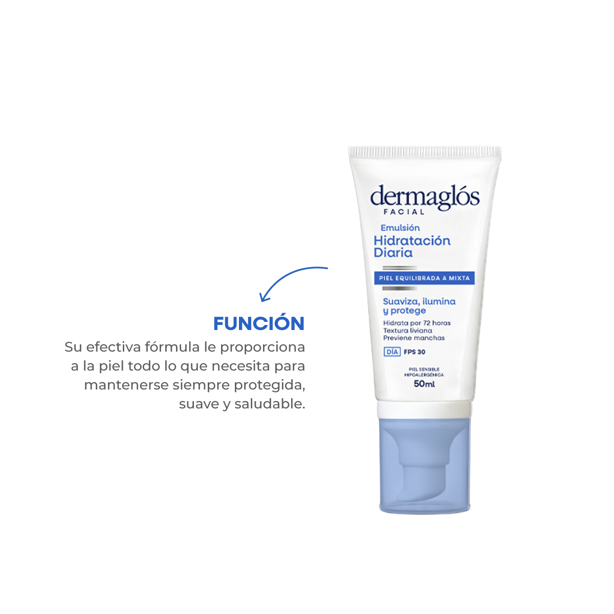 Emulsi&oacute;n Facial Hidratante D&iacute;a Dermagl&oacute;s Piel Equilibrada Mixta FPS 30 50 ml image number 4
