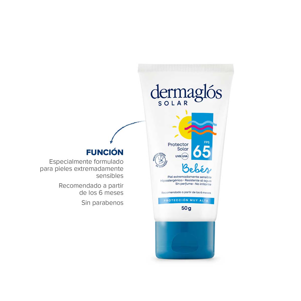 Protector Solar Beb&eacute;s Dermagl&oacute;s FPS 65 crema 50 g image number 4