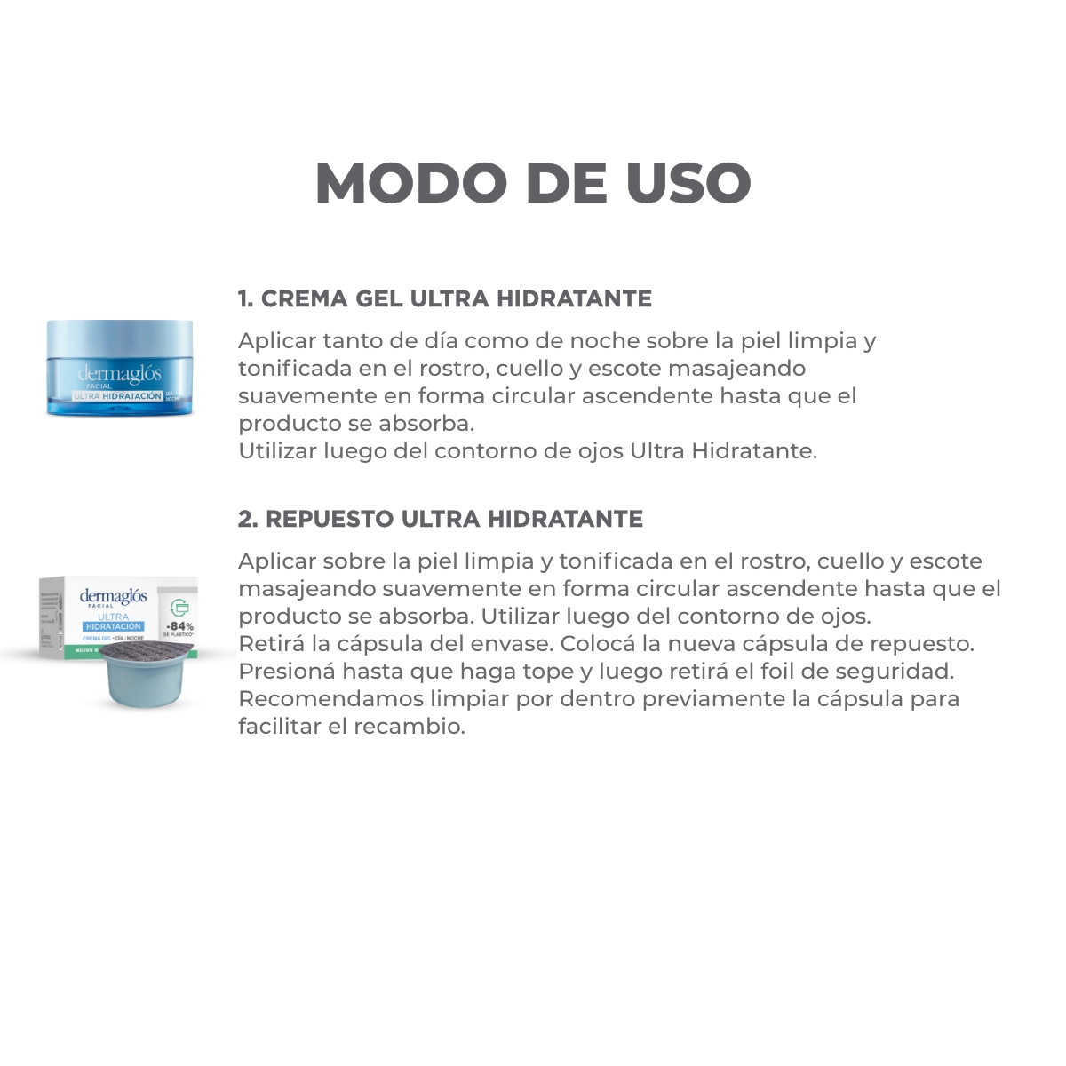 Kit Facial Dermaglós Crema Ultra Hidratación + Repuesto 50 g image number 2