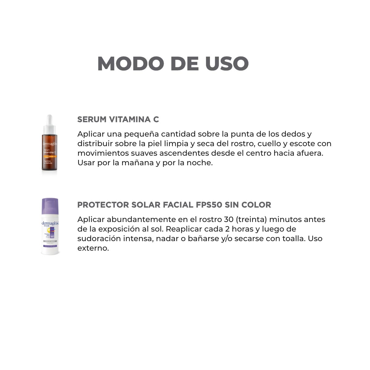 Kit Dermagl&oacute;s Facial Serum Vitamina C + Protector FPS 50 image number 2