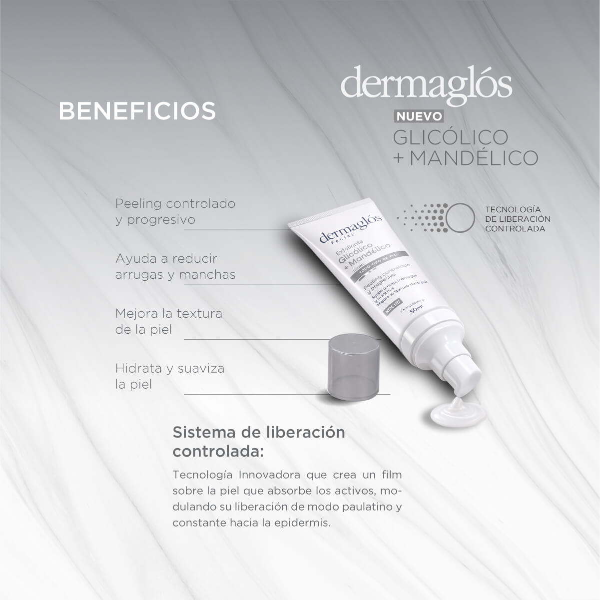 Exfoliante Facial Peeling Glic&oacute;lico y Mand&eacute;lico Dermagl&oacute;s 50 ml image number 6