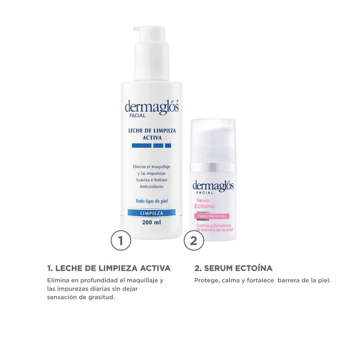 Kit Facial Dermaglós Leche de Limpieza Serum Ectoína image number 3