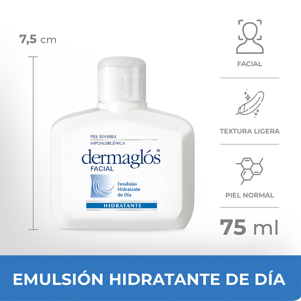 Dermaglós Facial Emulsión Hidratación Diaria Piel Equilibrada a Mixta 75 ml image number 1