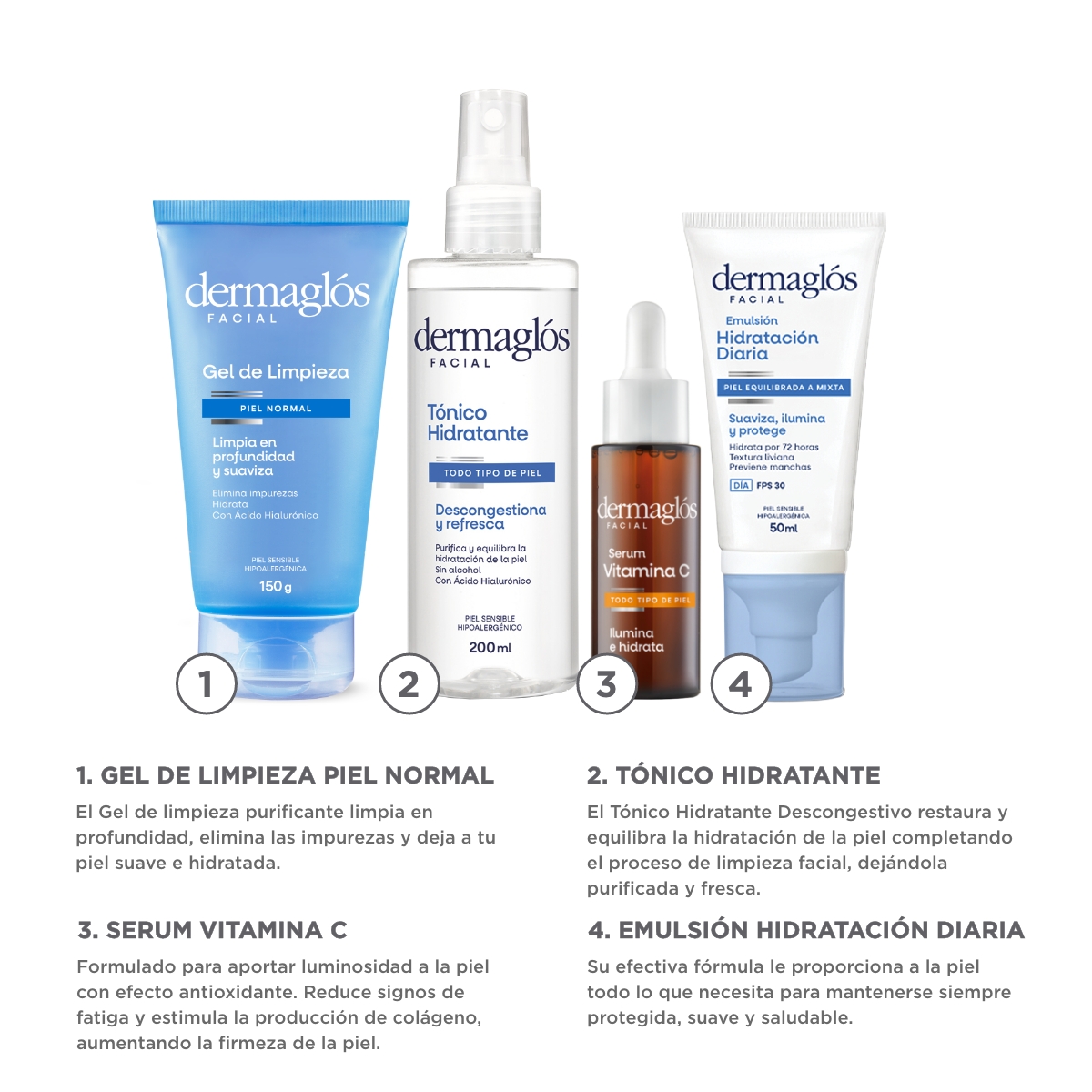 Kit Facial Dermagl&oacute;s Rutina Piel Normal a Mixta Serum Vit C image number 1