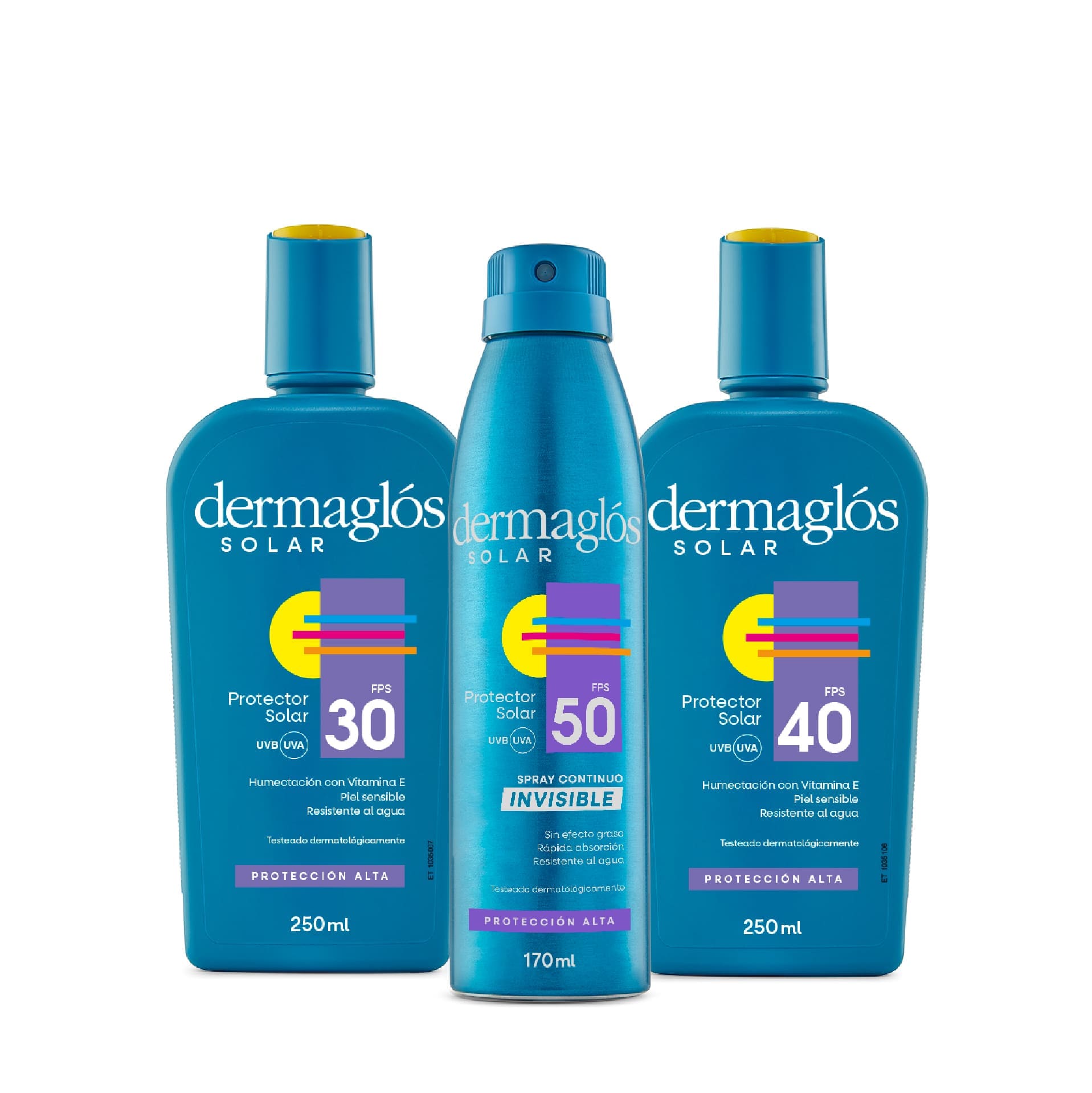 Kit Protector Solar Dermagl&oacute;s FPS 30 + FPS 40 + FPS 50