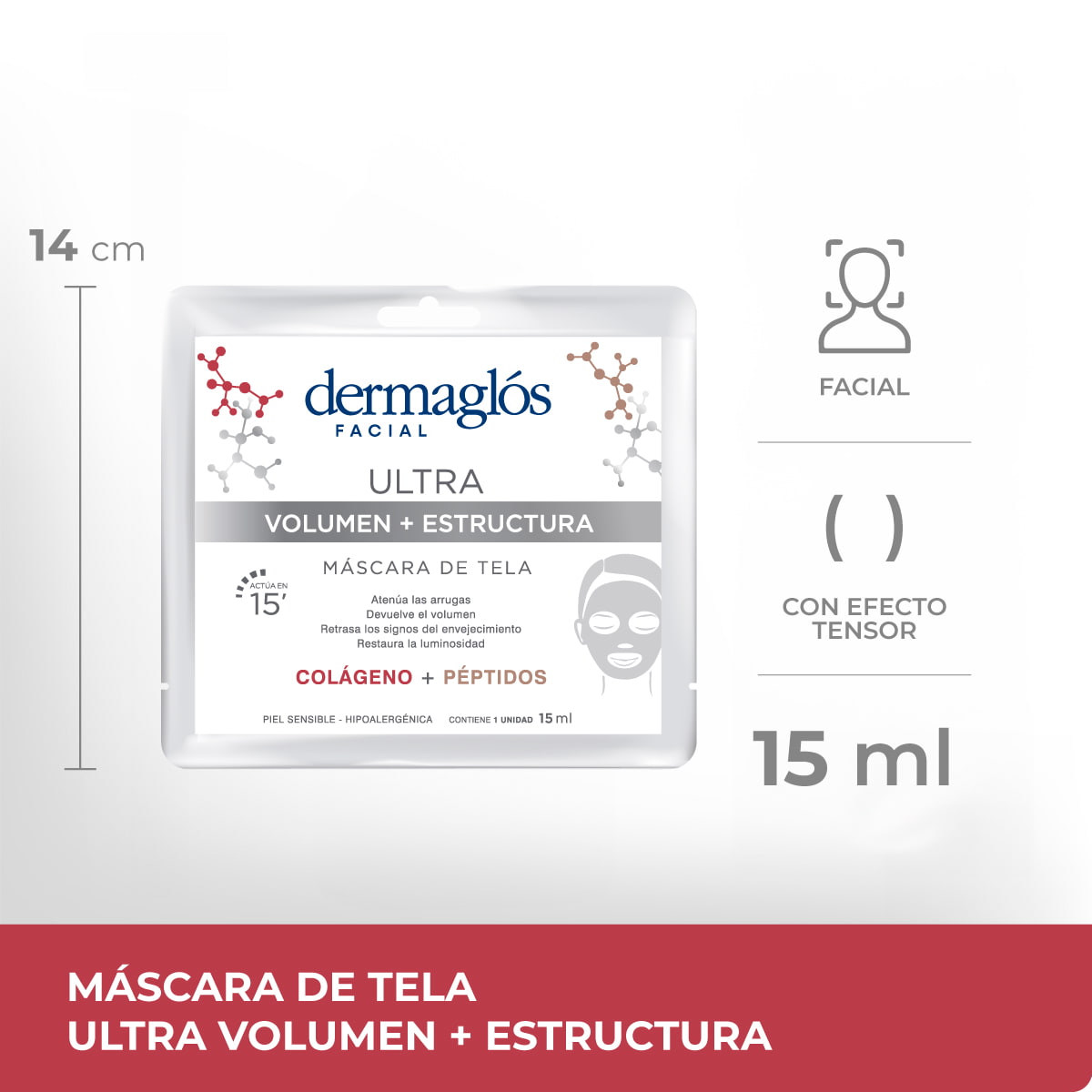 M&aacute;scara de Tela Dermagl&oacute;s Ultra Volumen + Estructura 15 ml image number 4