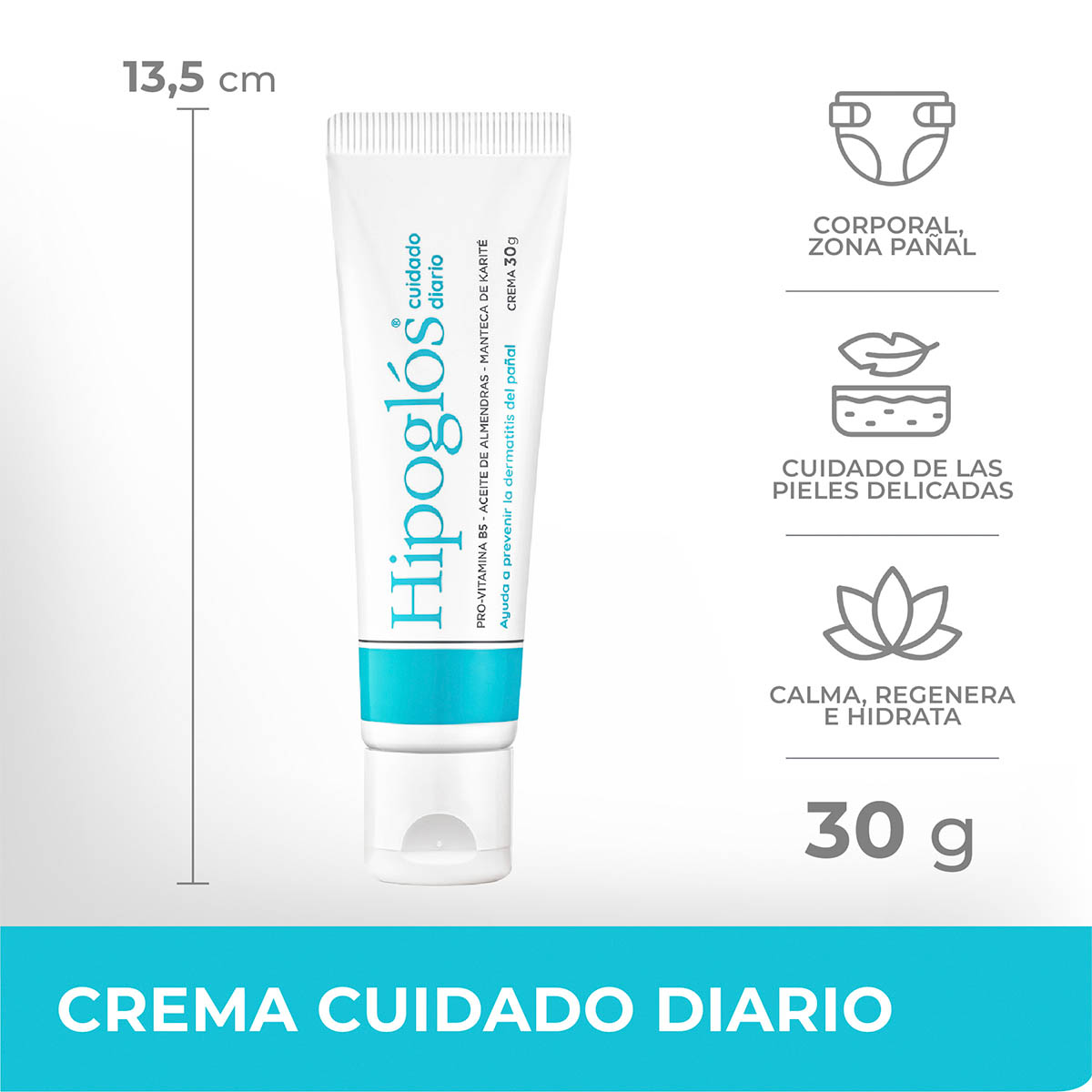 Crema Hipogl&oacute;s Cuidado Diario 30 g previene paspaduras