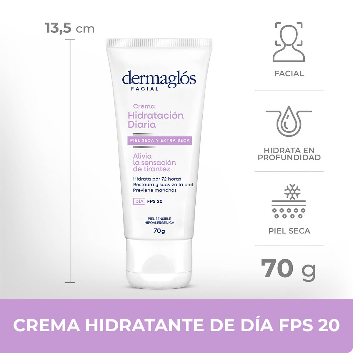 Dermagl&oacute;s Facial Crema Hidrataci&oacute;n Diaria FPS 20 Piel Seca y Extra Seca 70 g image number 8