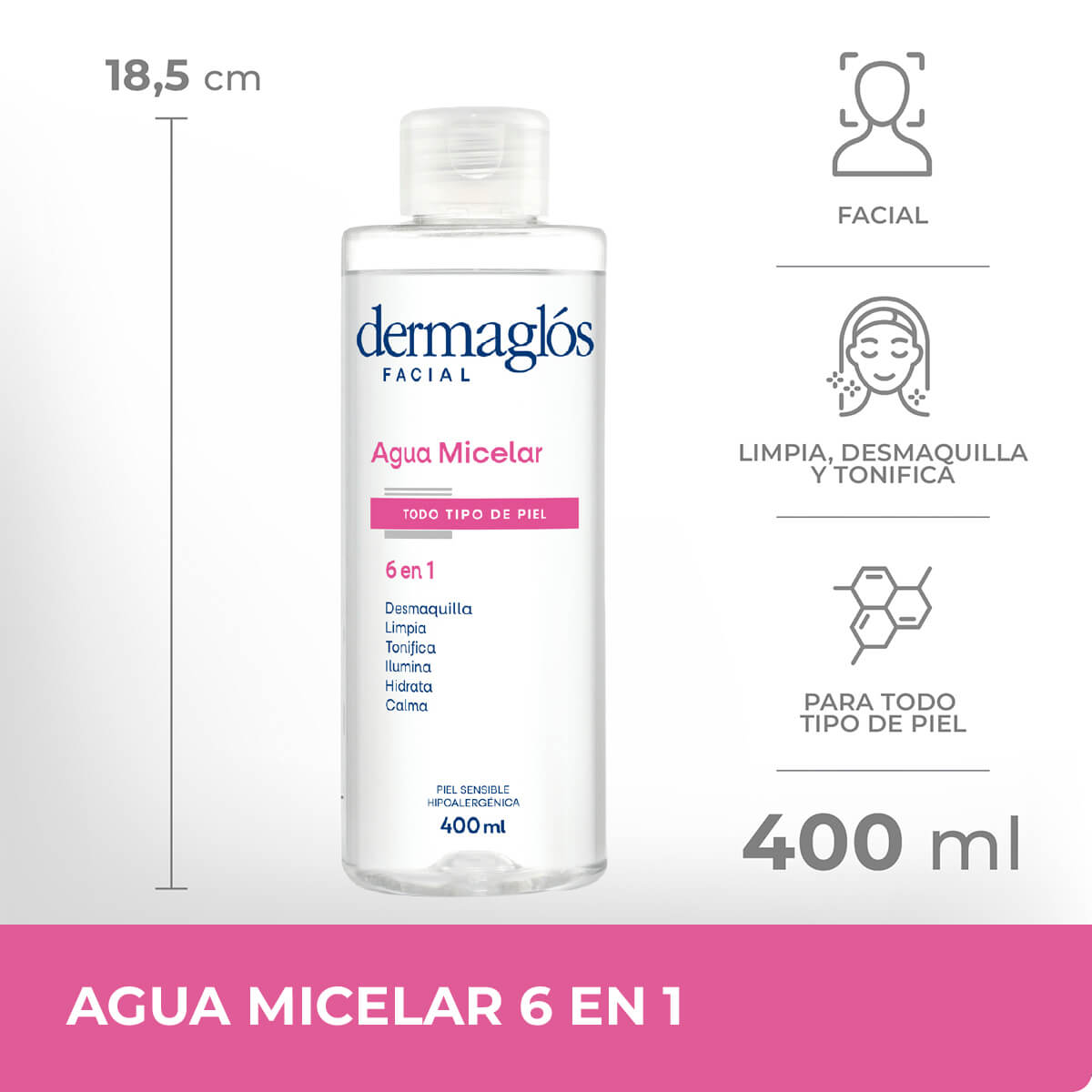 Dermaglós Facial Agua Micelar 400 ml image number 7