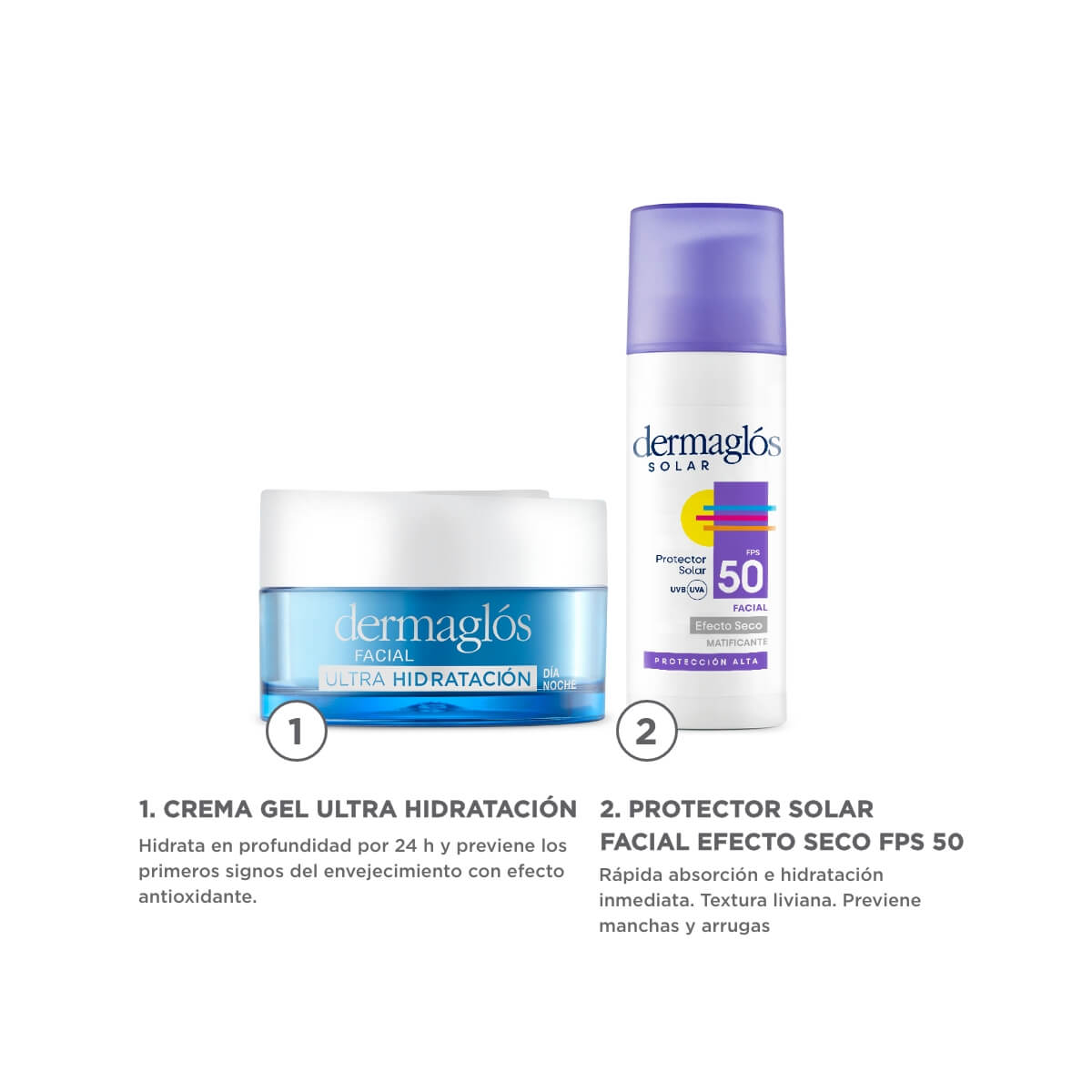 Kit Dermagl&oacute;s Protector Solar Facial + Crema Gel Ultra Hidrataci&oacute;n