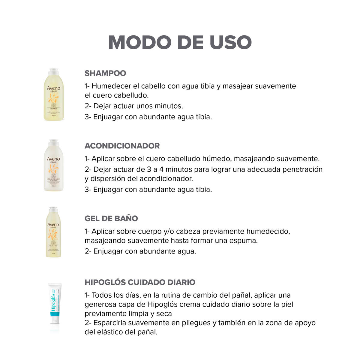Kit de Baño Bebes y Niños Aveno + Hipoglós Cuidado Diario 30g image number 2