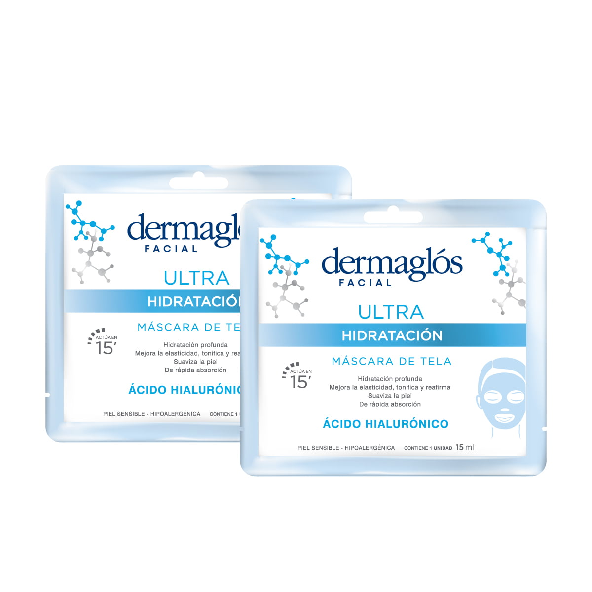 Kit Mascaras de Tela Dermagl&oacute;s Ultra Hidrataci&oacute;n x2 image number 0