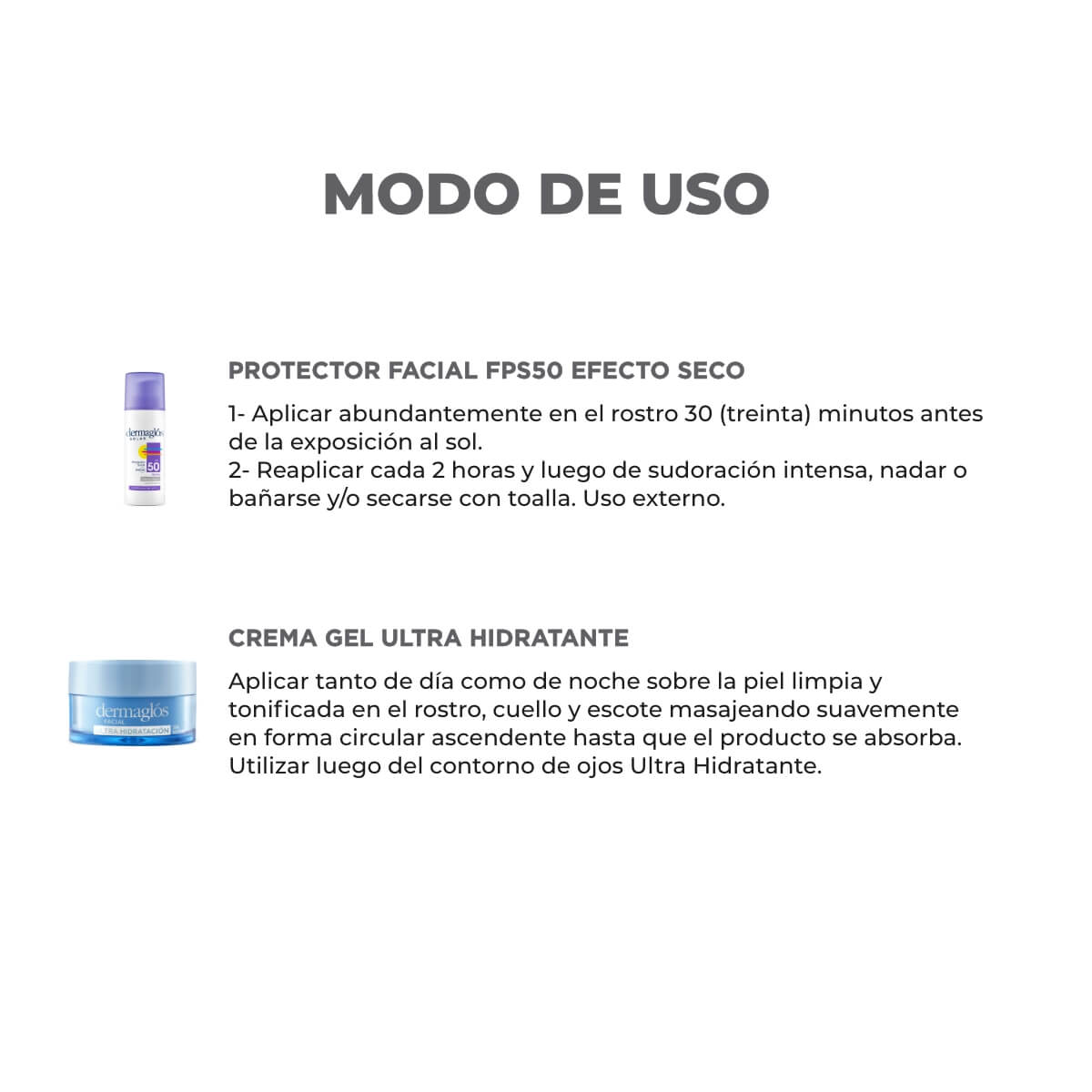 Kit Dermaglós Protector Solar Facial + Crema Gel Ultra Hidratación image number 2