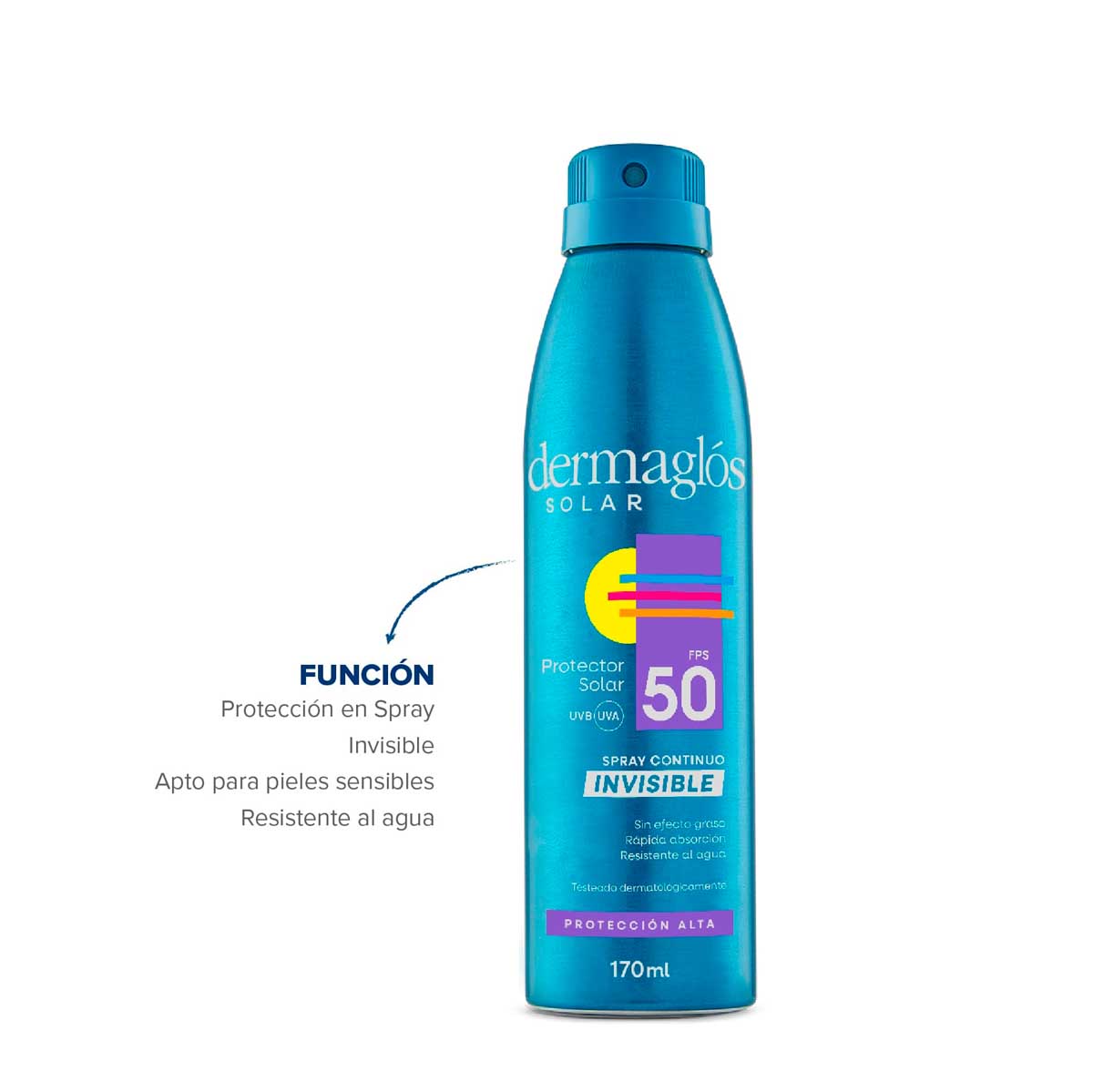 Protector Solar Dermaglós FPS 50 spray invisible 170 ml image number 4