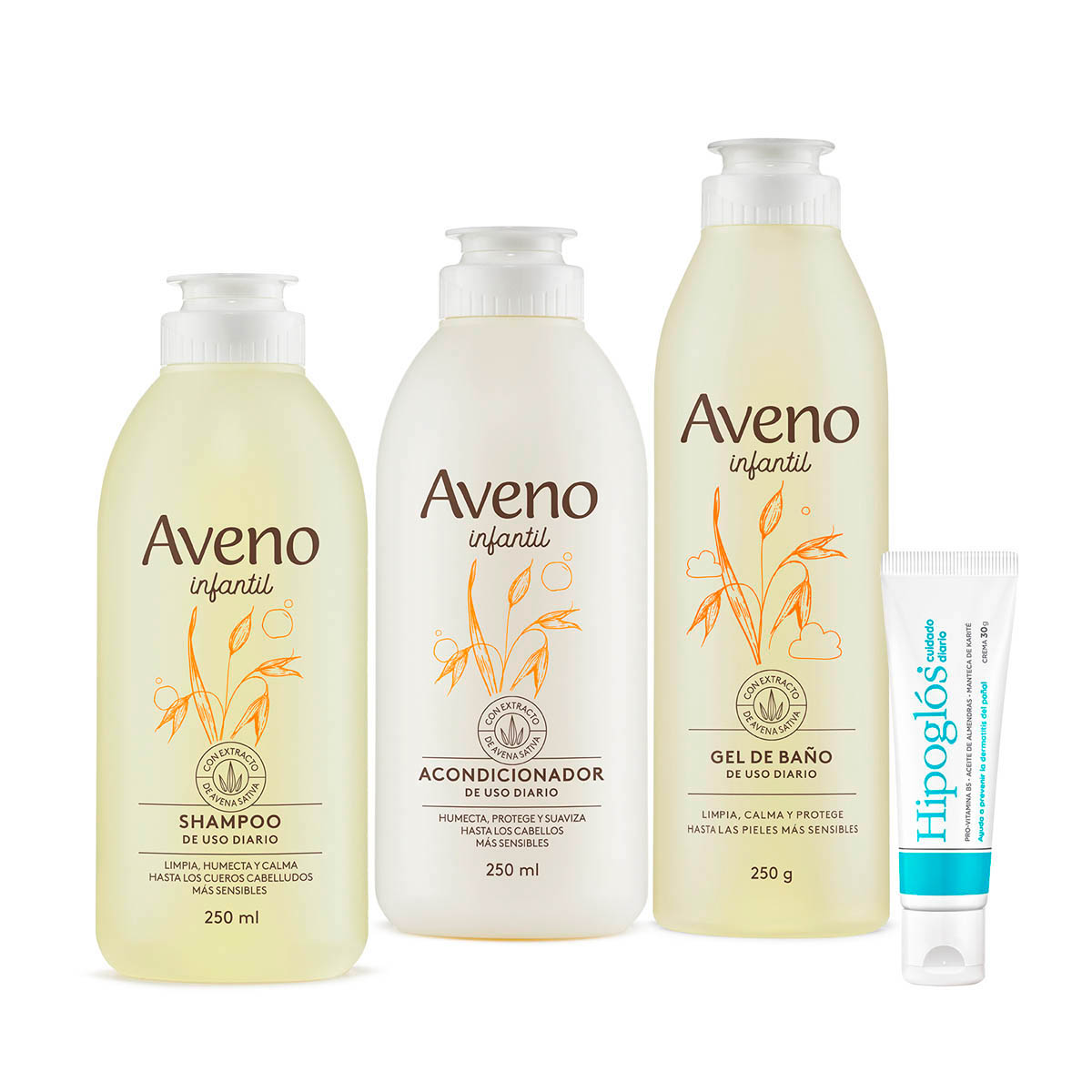Kit de Ba&ntilde;o Bebes y Ni&ntilde;os Aveno + Hipogl&oacute;s Cuidado Diario 30g