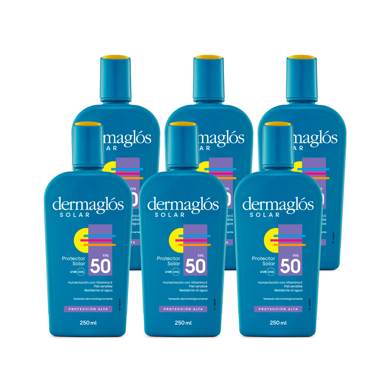 Kit Protector Solar Dermagl&oacute;s Emulsi&oacute;n FPS 50 250 ml x 6 Unidades