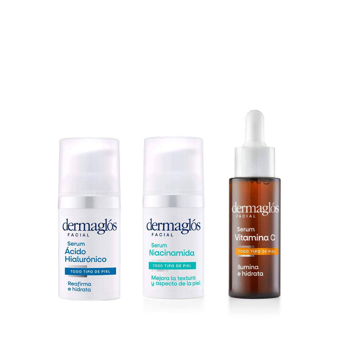 Kit Dermagl&oacute;s Serums &Aacute;cido Hialur&oacute;nico + Niacinamida + Vitamina C