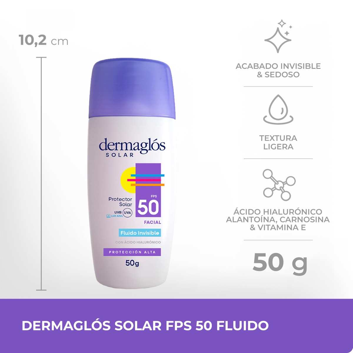 Dermagl&oacute;s Solar Protector Solar con FPS 50 Fluido Facial Emulsi&oacute;n por 50 g image number 7