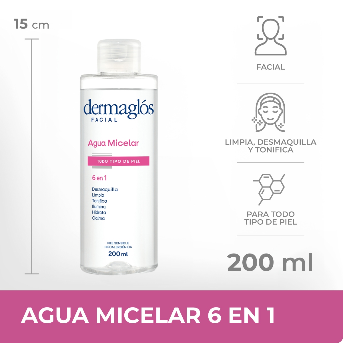 Dermagl&oacute;s Facial Agua Micelar 200 ml image number 4