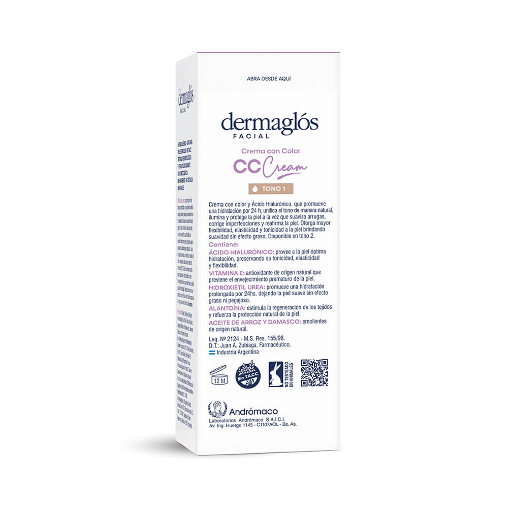 Crema con Color Facial CC Cream D&iacute;a Dermagl&oacute;s Tono 1 FPS 30 50 g image number 3