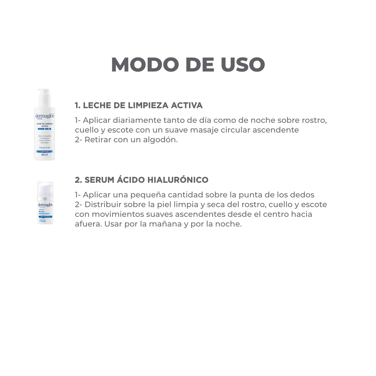Kit Facial Dermagl&oacute;s Leche de Limpieza Serum &Aacute;cido Hialur&oacute;nico image number 3