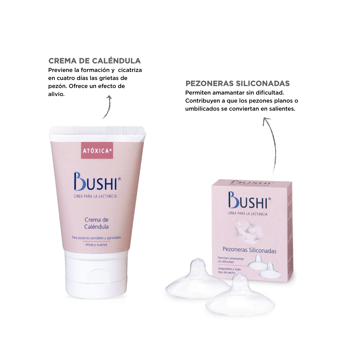 Kit Bushi para madres Crema 50g y Pezoneras x2 image number 1