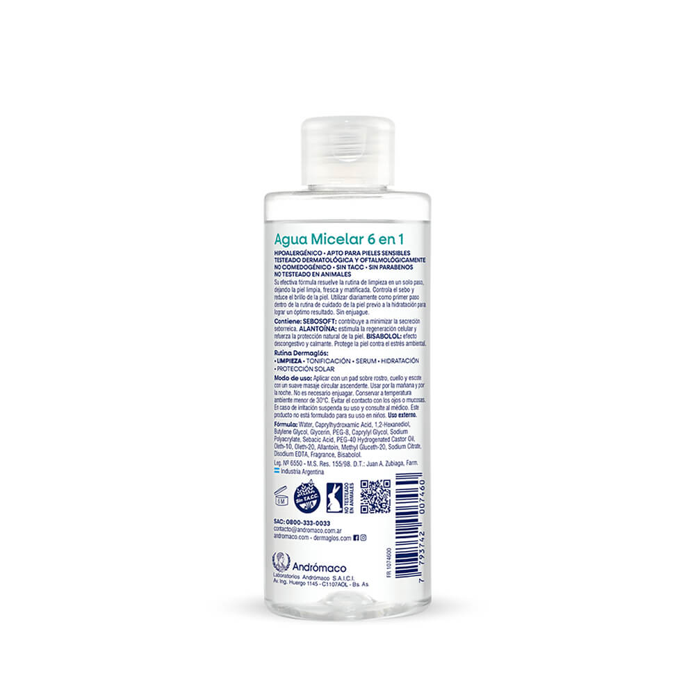 Dermagl&oacute;s Facial Agua Micelar Piel Mixta a Grasa 200 ml