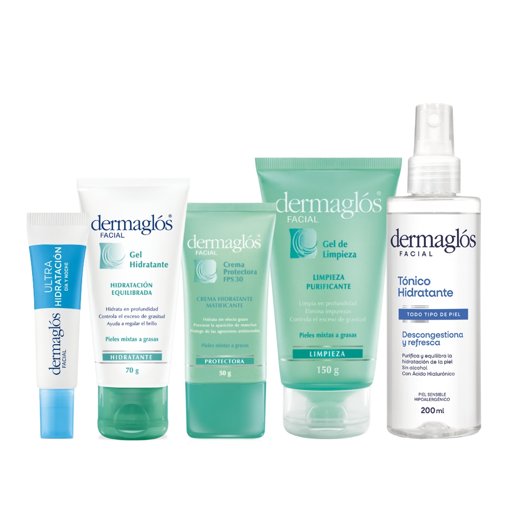 Kit Rutina Facial Dermagl&oacute;s Piel Mixta a Grasa