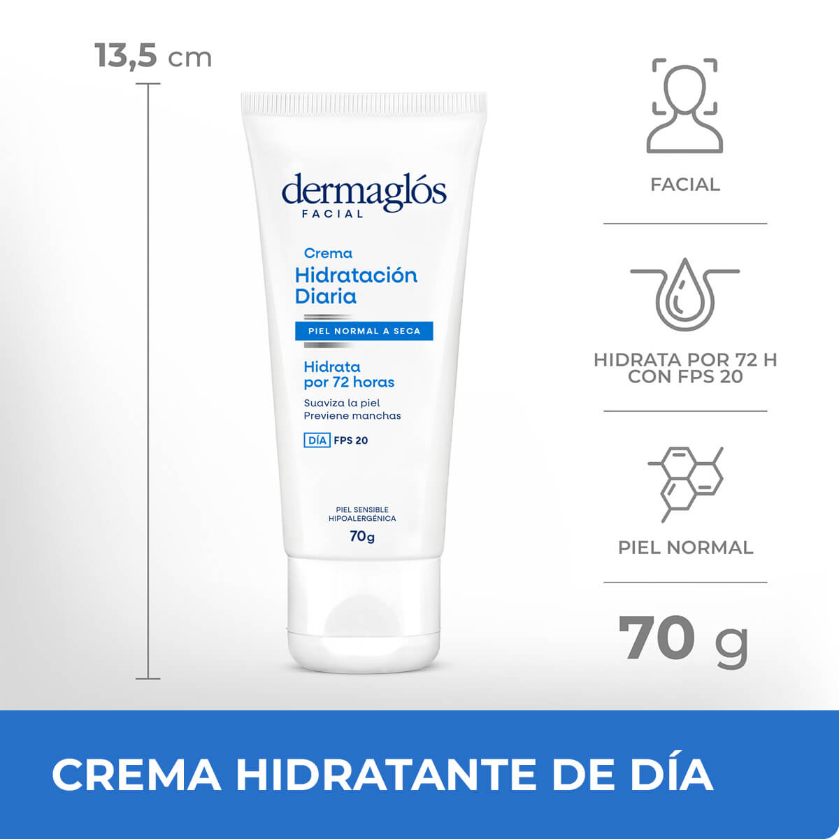 Dermaglós Facial Crema Hidratación Diaria FPS 20 Piel Equilibrada a Seca 70 g image number 8