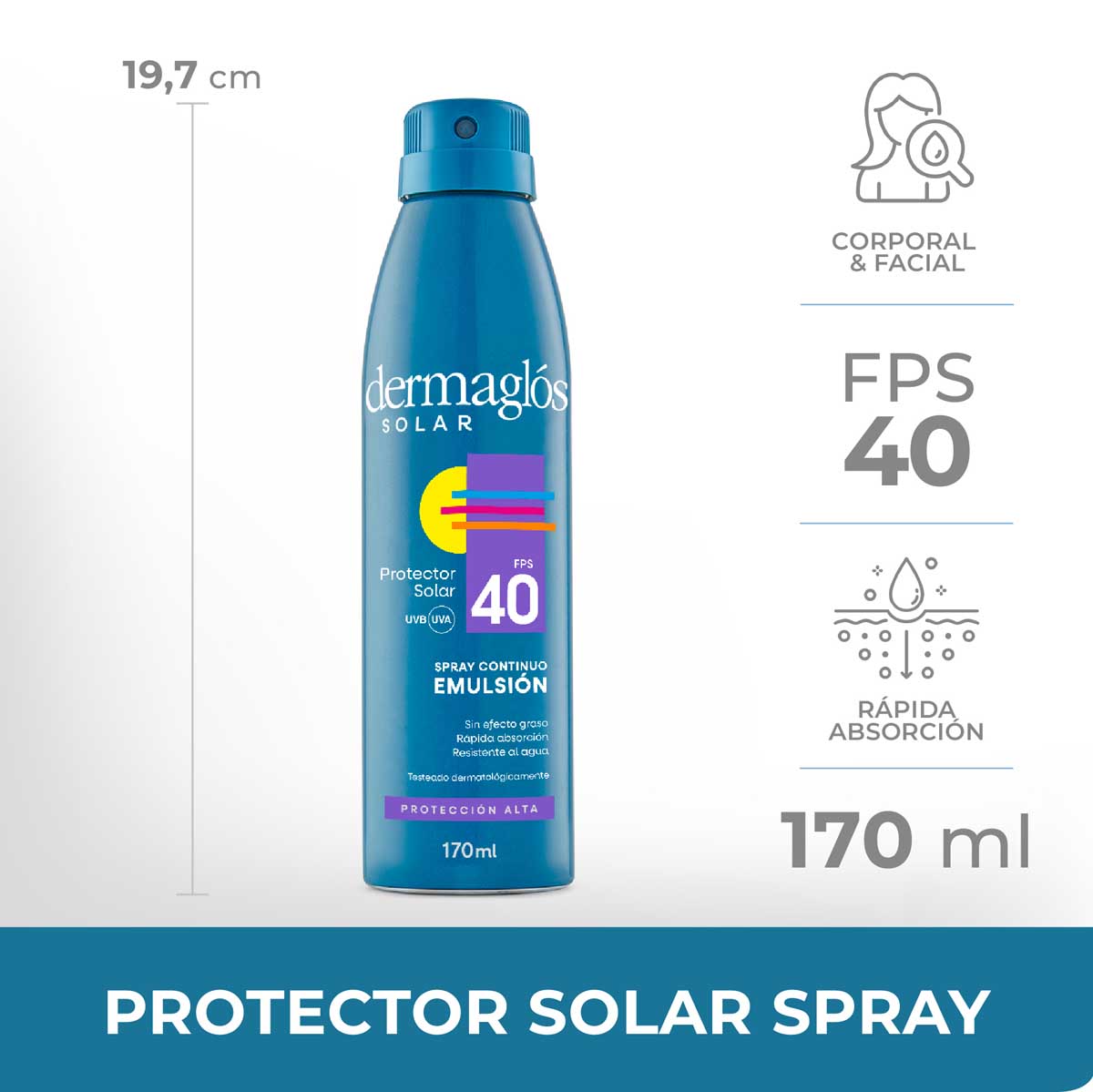 Protector Solar Dermagl&oacute;s FPS 40 spray emulsi&oacute;n 170 ml image number 5