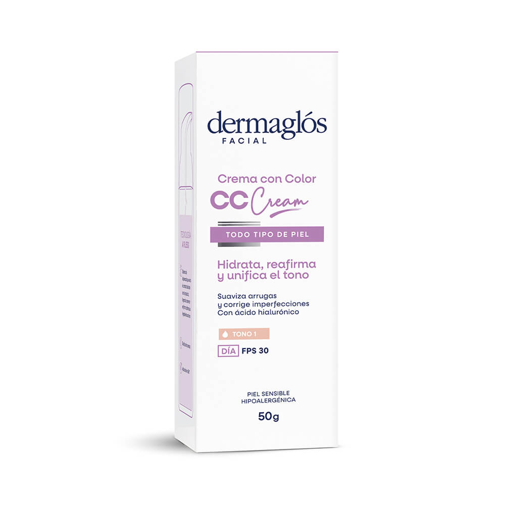 Crema con Color Facial CC Cream D&iacute;a Dermagl&oacute;s Tono 1 FPS 30 50 g image number 2