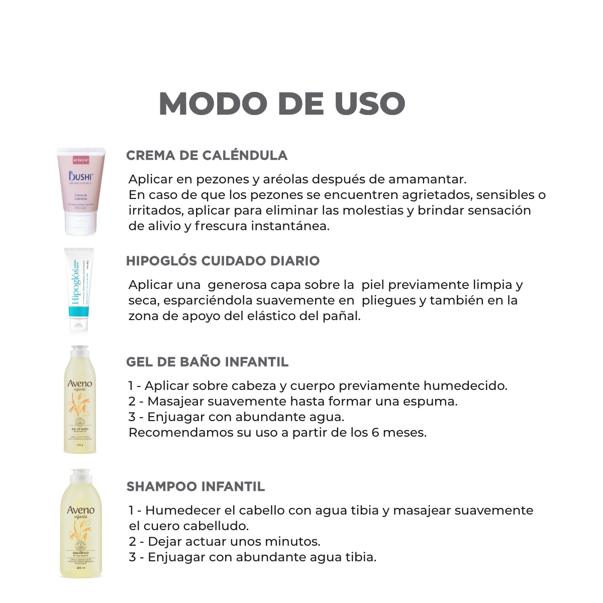 Kit Crema Hipoglós + Limpieza Aveno Bebés + Crema Bushi image number 2