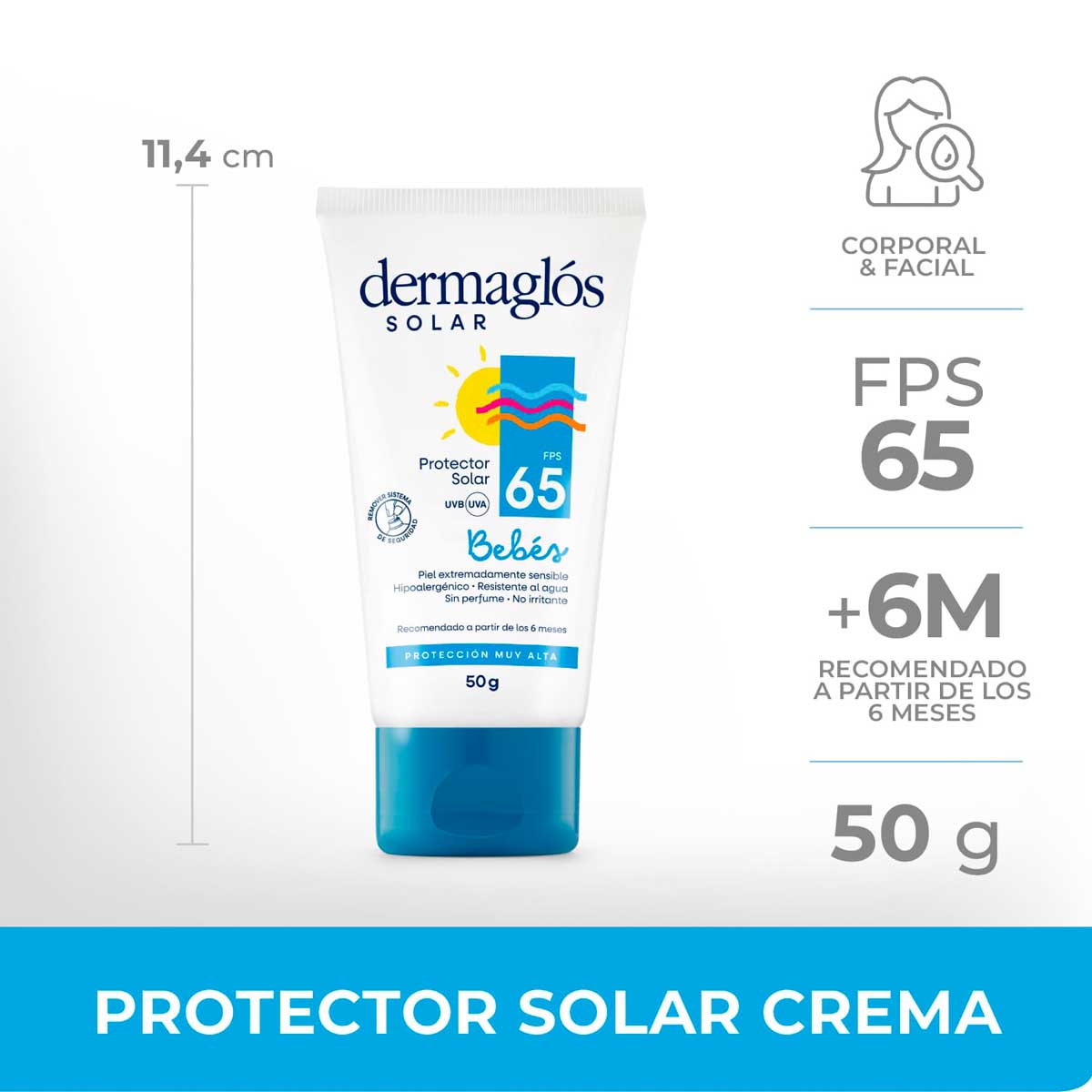 Protector Solar Beb&eacute;s Dermagl&oacute;s FPS 65 crema 50 g image number 5