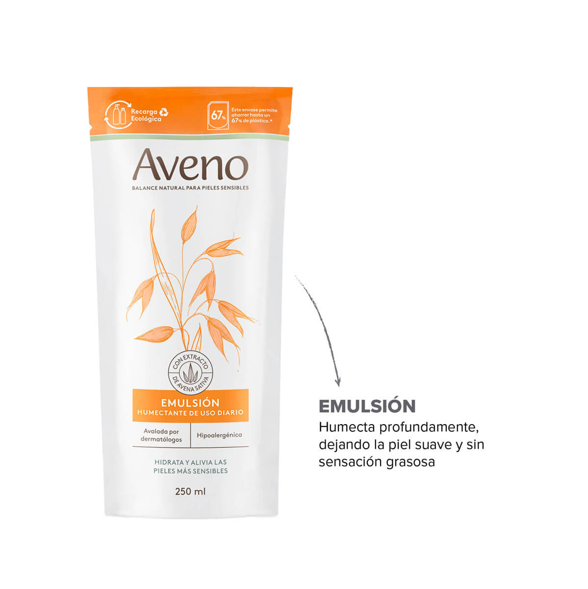 Aveno Refill Emulsión Humectante de Uso Diario 250 ml image number 3