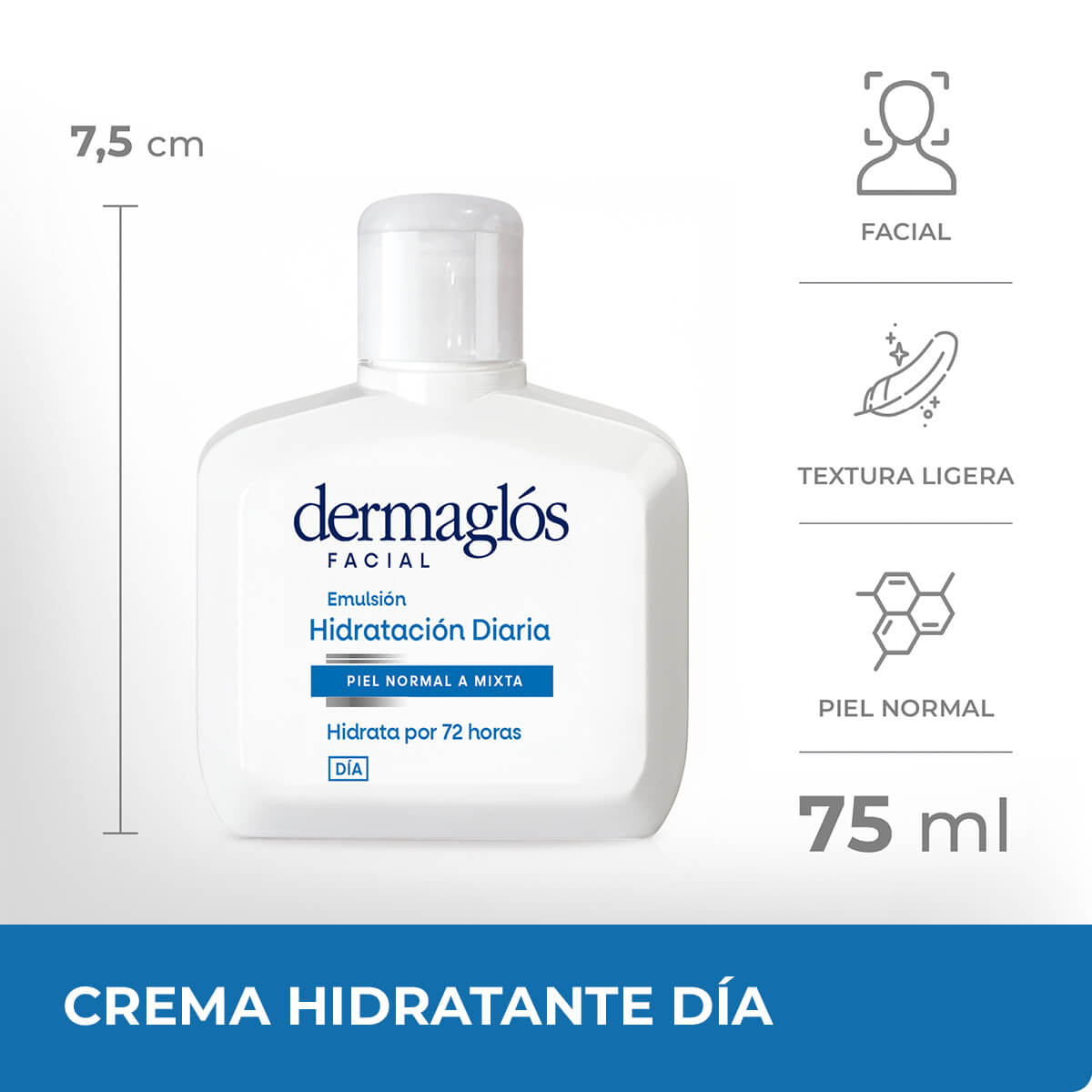 Dermagl&oacute;s Facial Emulsi&oacute;n Hidrataci&oacute;n Diaria Piel Equilibrada a Mixta 75 ml image number 8