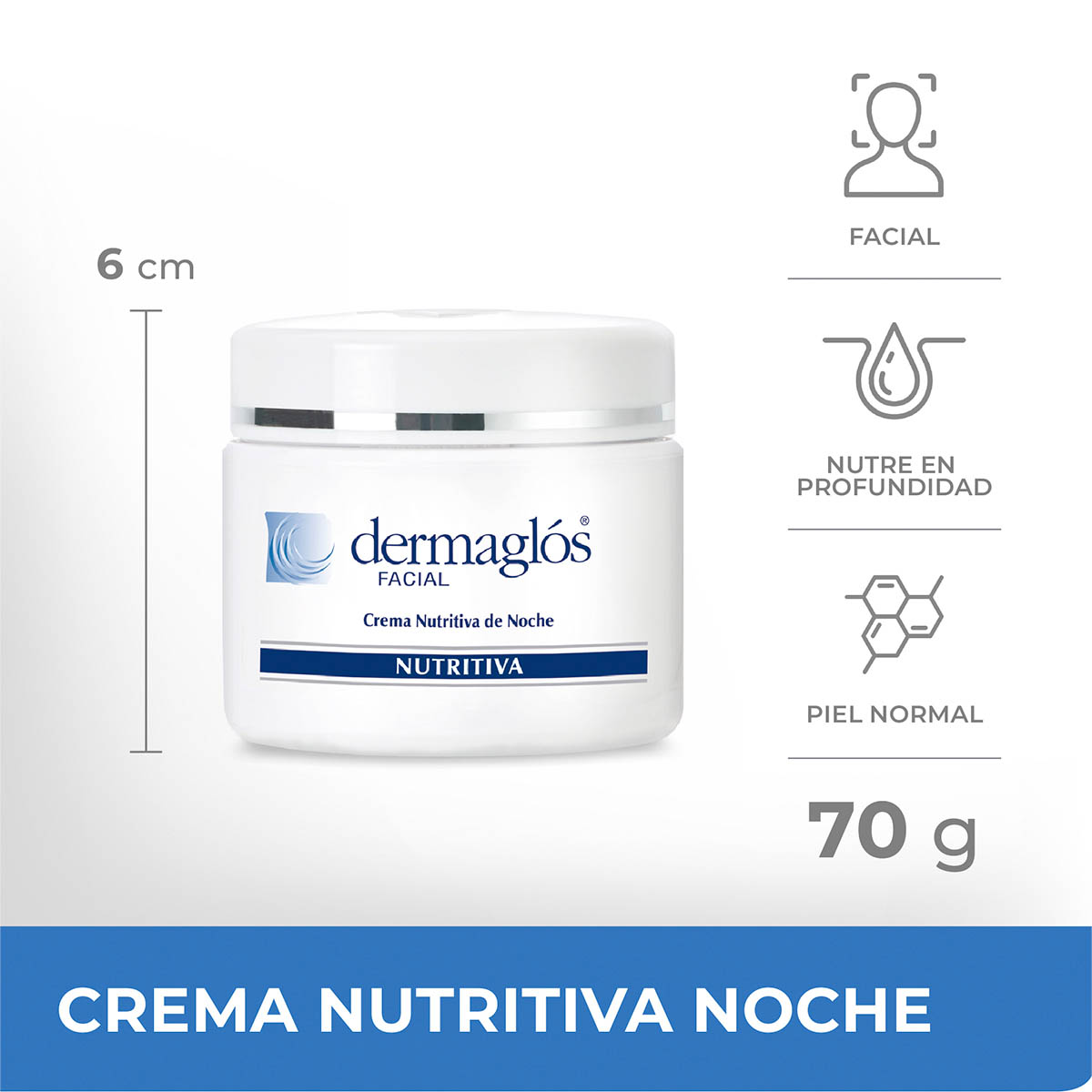 Dermaglós Facial Crema Nutritiva de Noche Piel Equilibrada 70 g image number 1