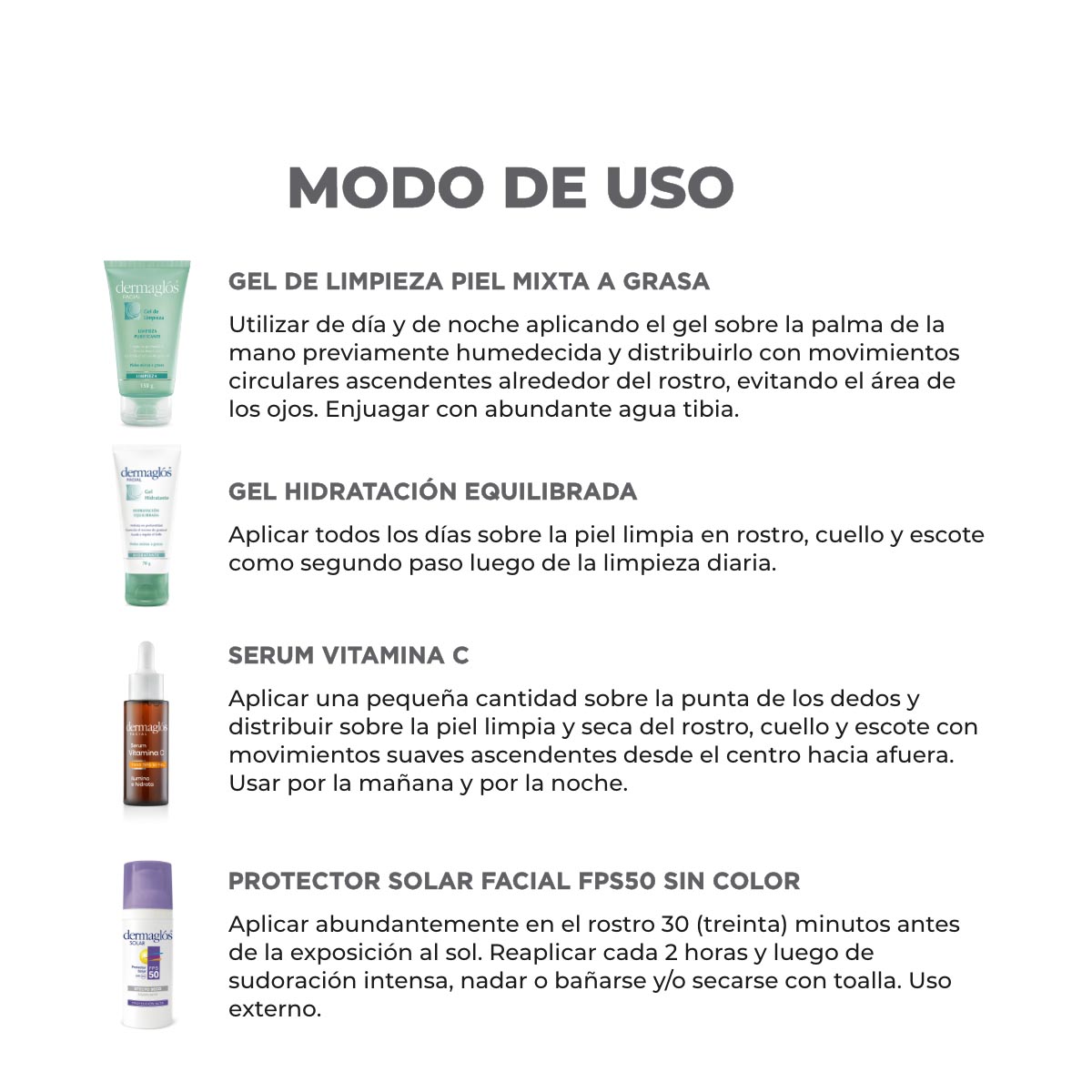 Kit Facial Dermaglós Rutina Piel Mixta a Grasa + Serum Vit C image number 3