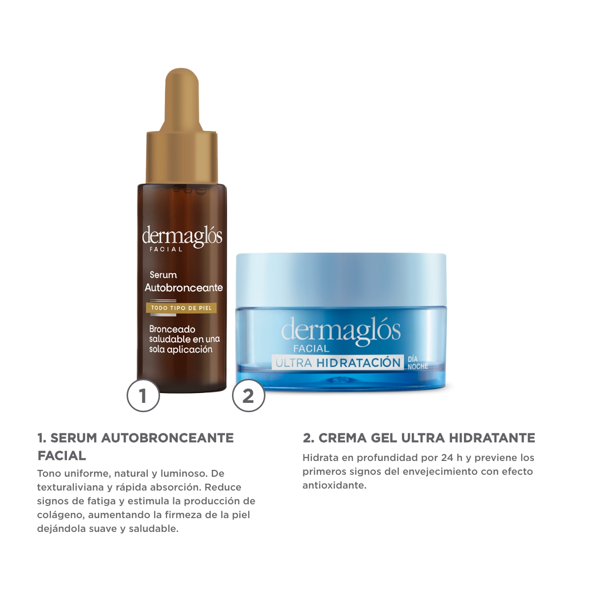 Kit Facial Dermaglós Autobronceante + Crema Ultra Hidratación image number 1