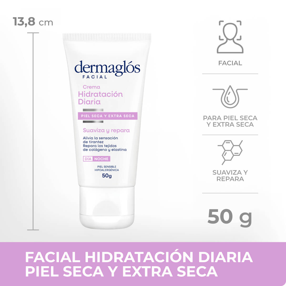 Crema Facial Hidratante Dermagl&oacute;s Piel Seca y Extra Seca D&iacute;a y Noche 50 g image number 6