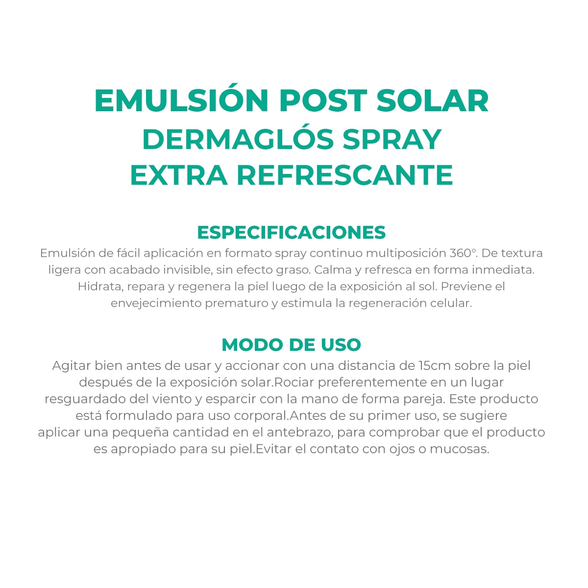 Emulsi&oacute;n Post Solar Dermagl&oacute;s Spray Refrescante 170 ml  image number 3